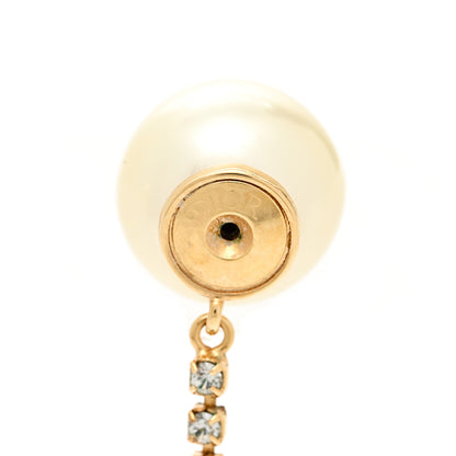 Christian Dior Pearl Crystal Star Tribale Dangle Chain Earrings Gold 4 of 5