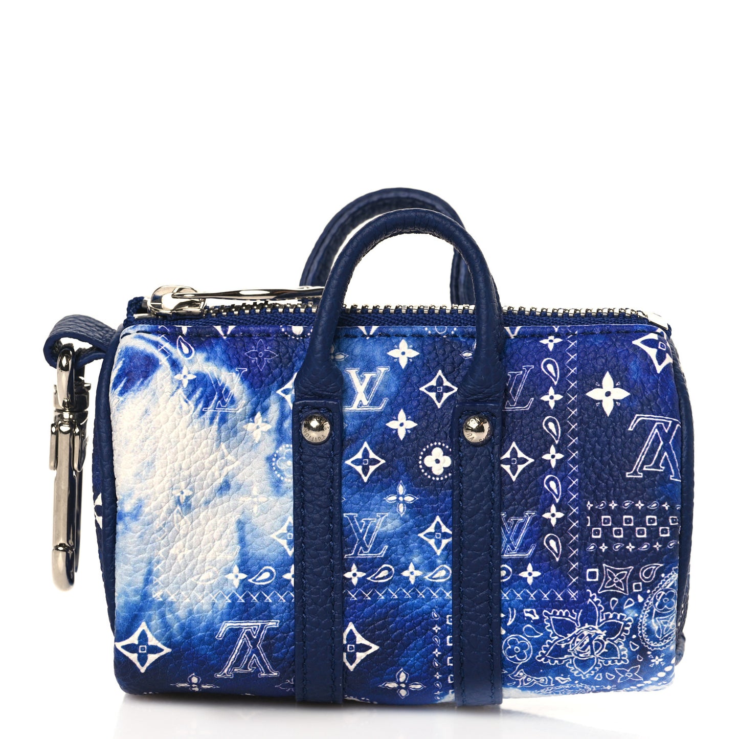 Monogram Bandana Mini Keepall Bag Charm Key Holder Blue