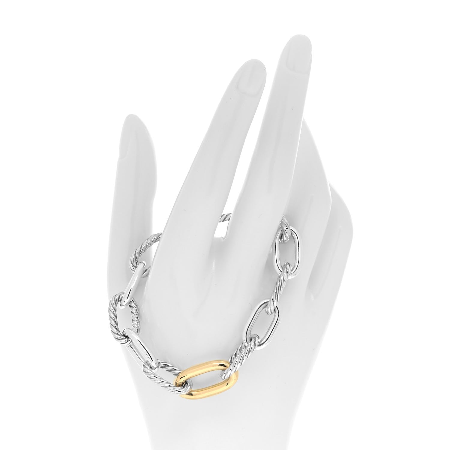 David Yurman Sterling Silver 18K Yellow Gold 13.5mm Large Madison Cable Link Bracelet 2 of 5