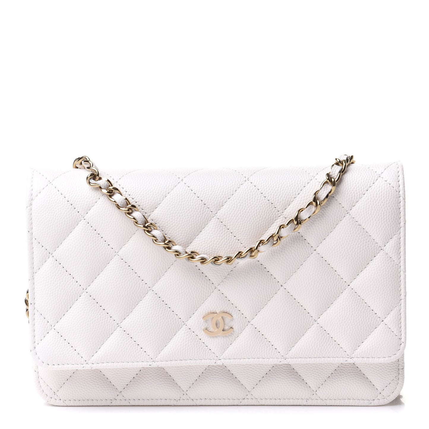 Caviar Quilted Wallet On Chain WOC White