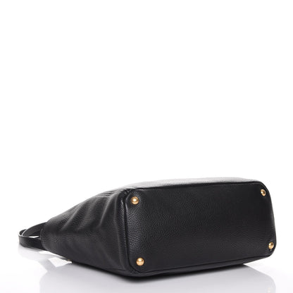 Prada Vitello Daino Side Pocket Shoulder Bag Black 4 of 11