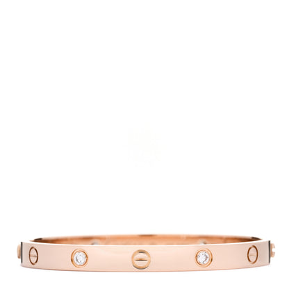 Cartier 18K Pink Gold 4 Diamond LOVE Bracelet 17 1 of 5
