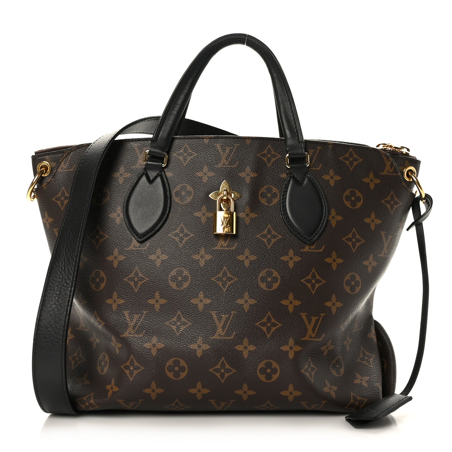 Monogram Flower Zipped Tote MM Black