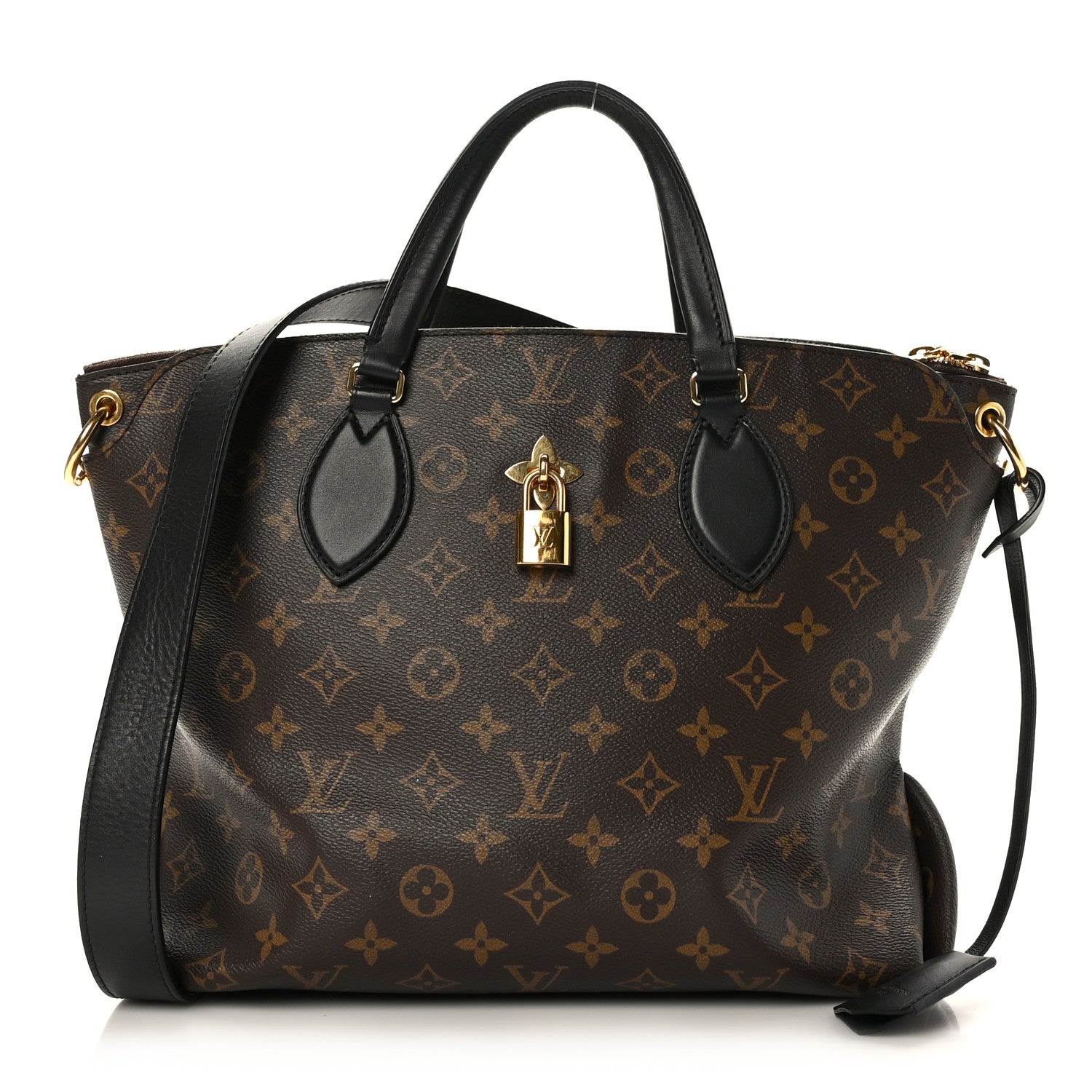 Louis Vuitton Monogram Flower Zipped Tote MM Black 1 of 9