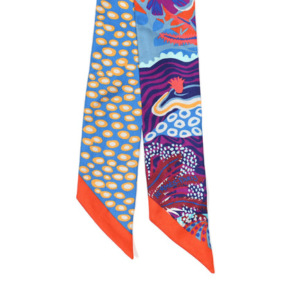 Hermes Silk Under The Waves Twilly Orange Bleu Fuchsia 2 of 4