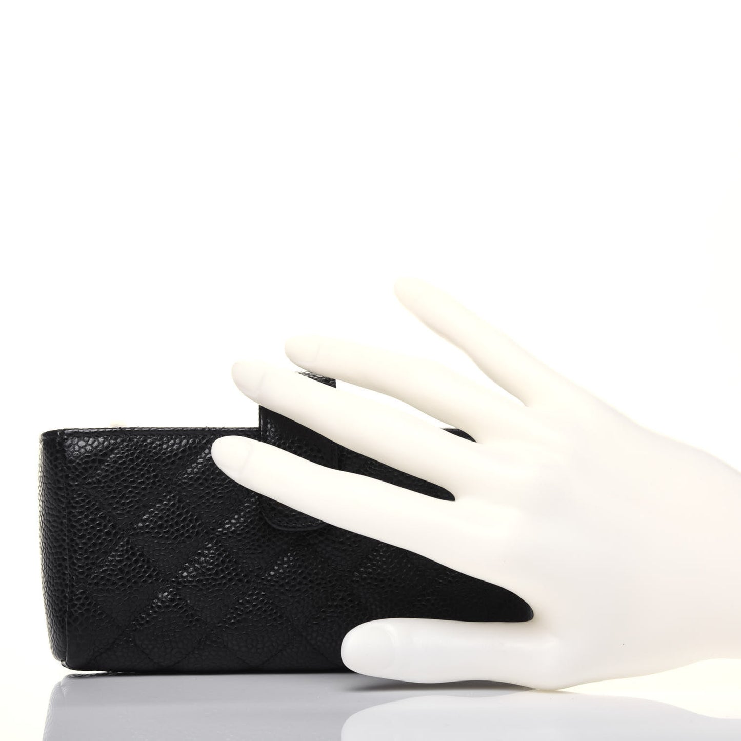 Caviar Quilted Mini Phone Holder Clutch Black