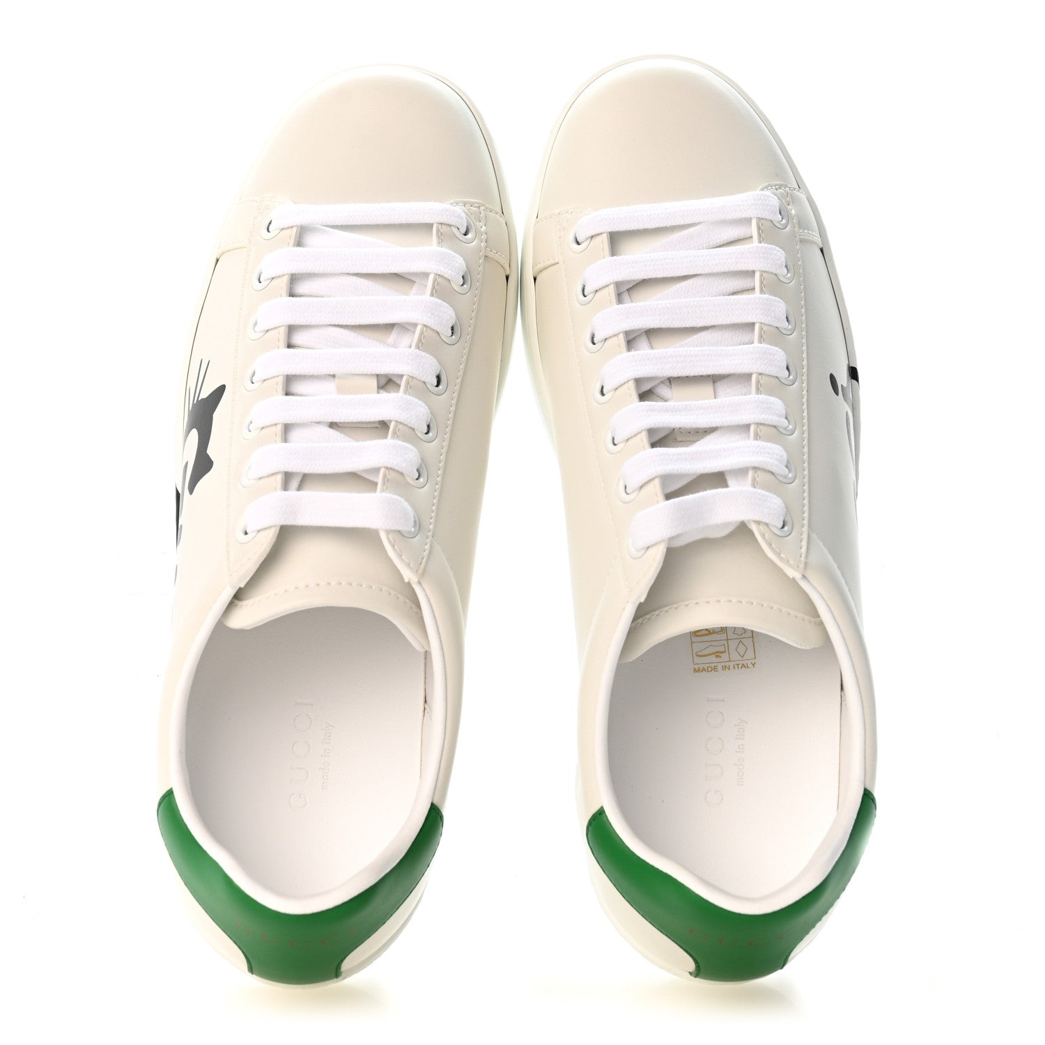 Gucci Evolution Calfskin Cat Womens Ace Sneakers 36.5 White New Shamrock 2 of 10