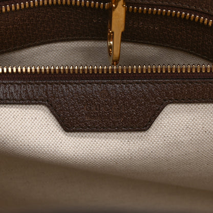 Gucci Monogram Jumbo GG Textured Dollar Calfskin Web Tote Bag Camel Ebony New Acero 6 of 11