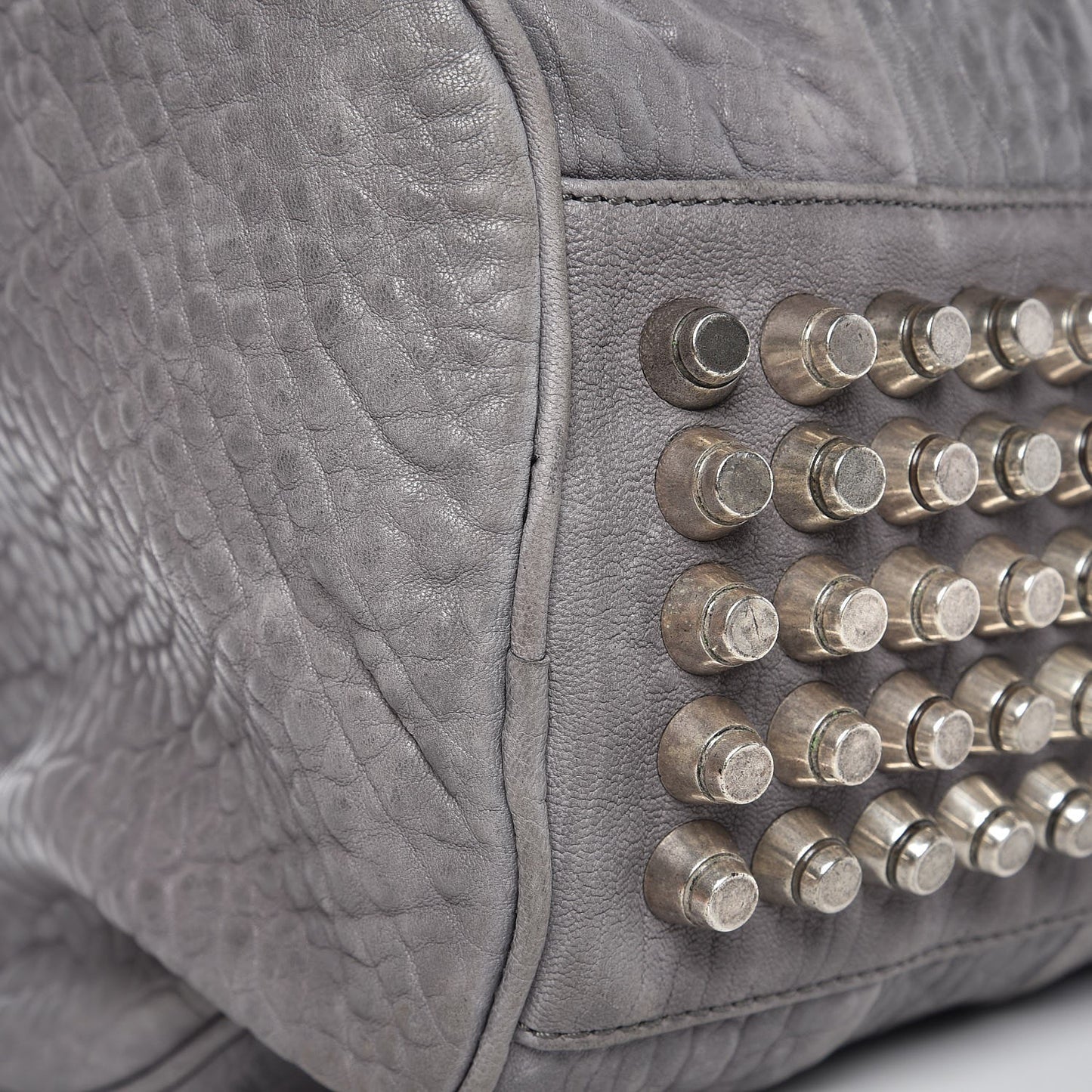 Pebbled Lambskin Rocco Duffel Grey