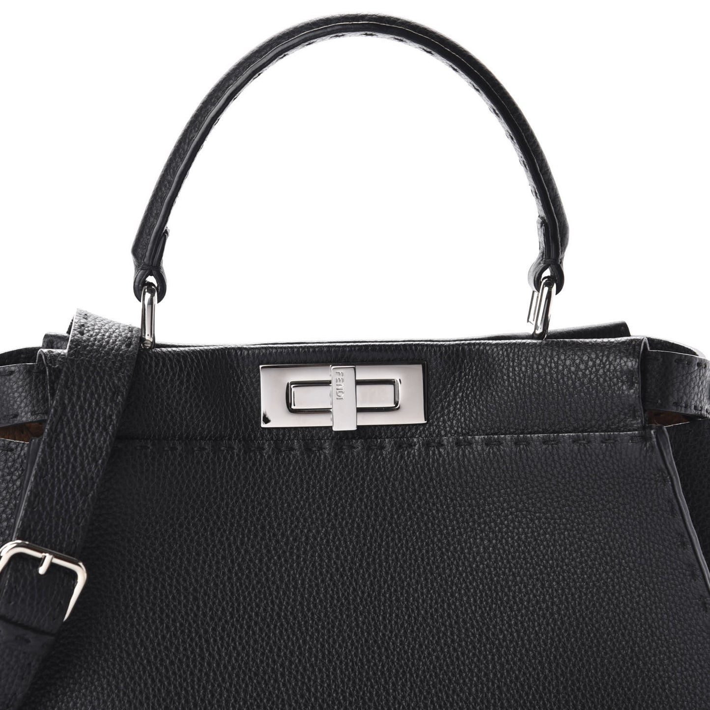 Cuoio Romano Selleria Bi-Color Medium Peekaboo Iconic Satchel Black Mou