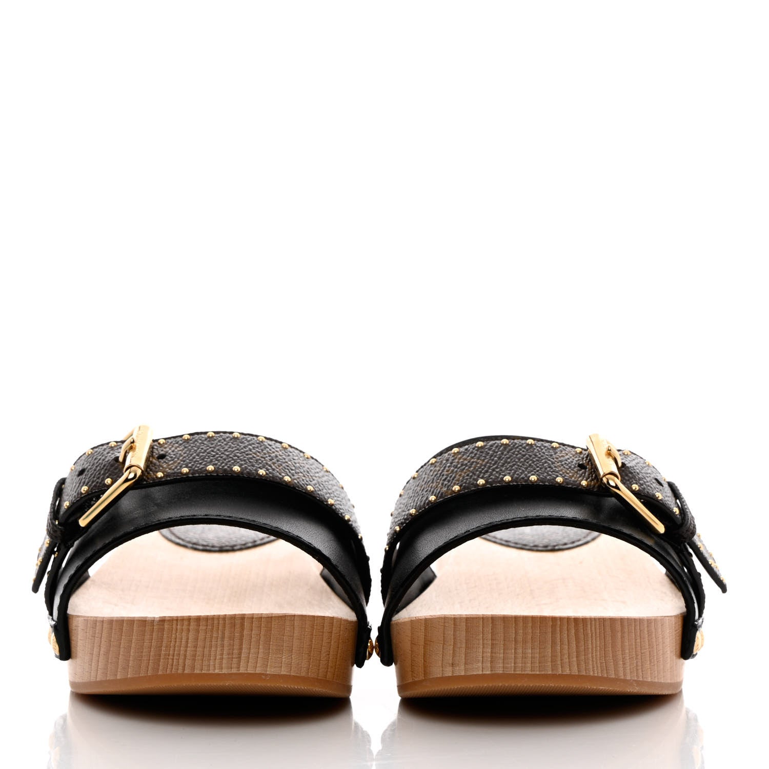 Louis Vuitton Calfskin Monogram Cottage Mules 37 Black 2 of 9