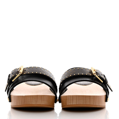 Louis Vuitton Calfskin Monogram Cottage Mules 37 Black 2 of 9