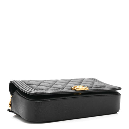 Chanel Caviar Quilted Boy Phone Holder Wallet On Chain Black 4 of 12