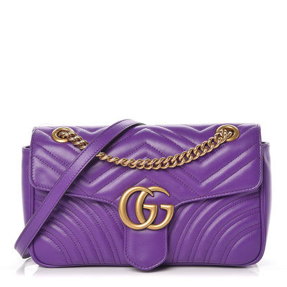 Gucci Calfskin Matelasse Small GG Marmont Shoulder Bag Shine Purple 1 of 9