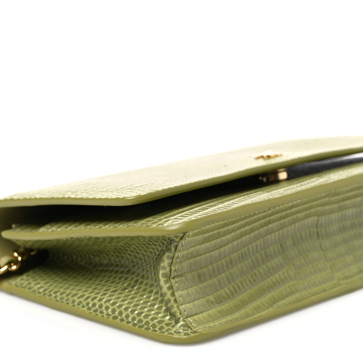 Chanel Calfskin Lizard Embossed Wallet On Chain WOC Green 10 of 12