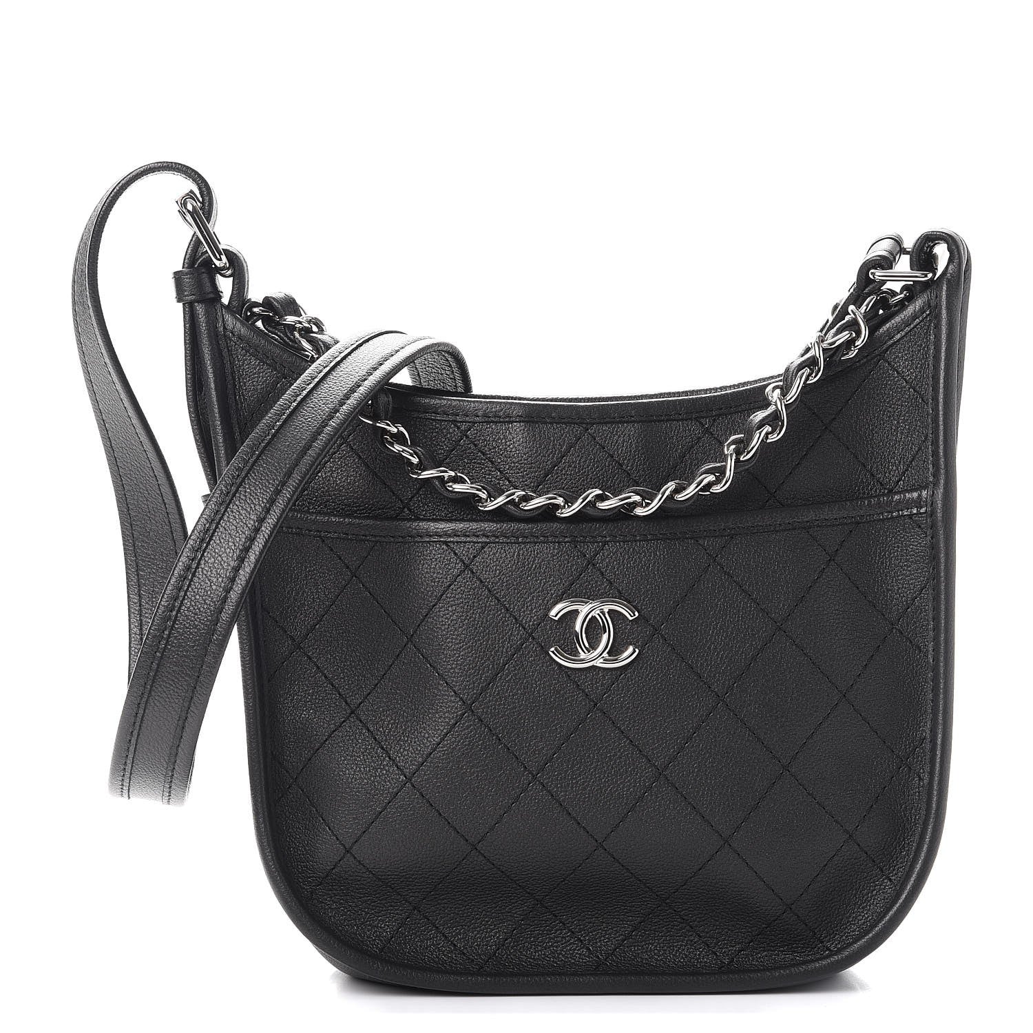 Chanel Calfskin Quilted Jungle Stroll Hobo Bag Black 1 of 8