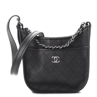 Chanel Calfskin Quilted Jungle Stroll Hobo Bag Black 1 of 8
