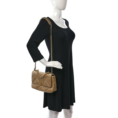 Chanel Metallic Goatskin Quilted Medium Chanel 19 Flap Gold 2 of 10