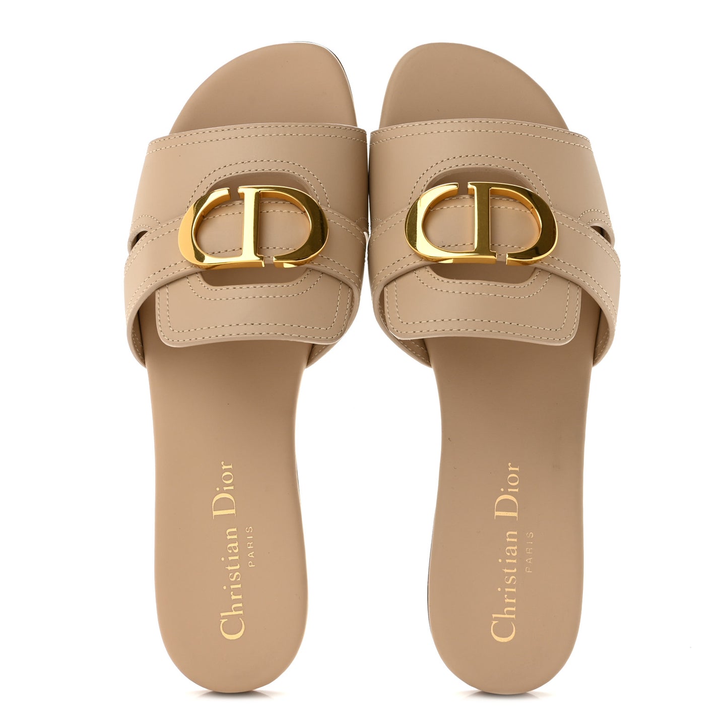 Calfskin 30 Montaigne Flat Slide Sandals 37 Desert
