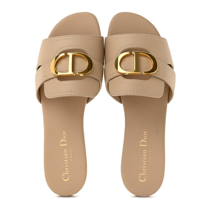 Christian Dior Calfskin 30 Montaigne Flat Slide Sandals 37 Desert 2 of 10