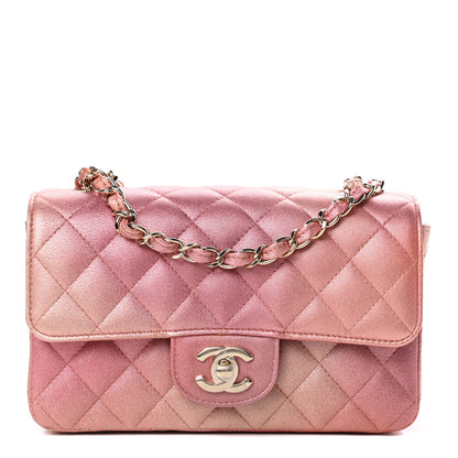 Chanel Metallic Lambskin Quilted Ombre Mini Rectangular Flap Pink 1 of 13