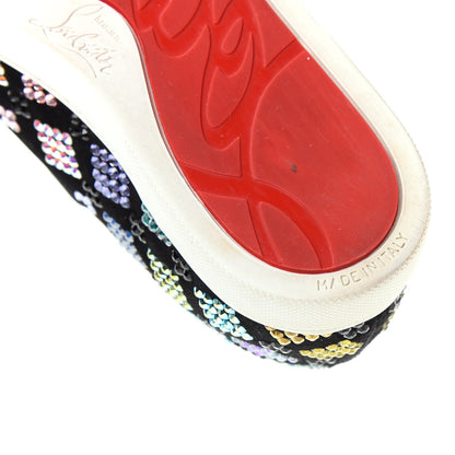 Christian Louboutin Veau Velours Crystal Womens Pik Boat Sneakers 36 Black Multicolor 9 of 10