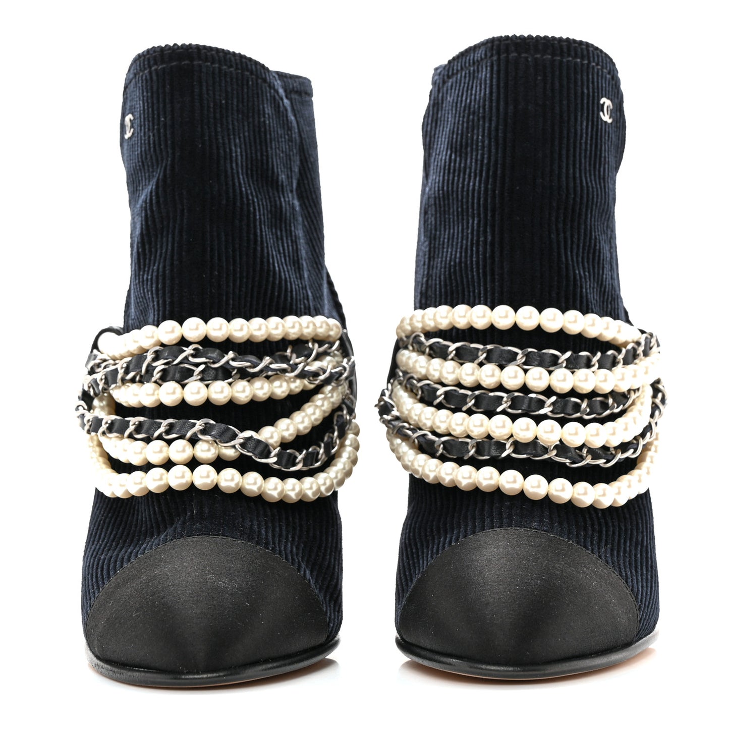 Velvet Satin Cap Cap Toe Short Boots 39 Navy Black