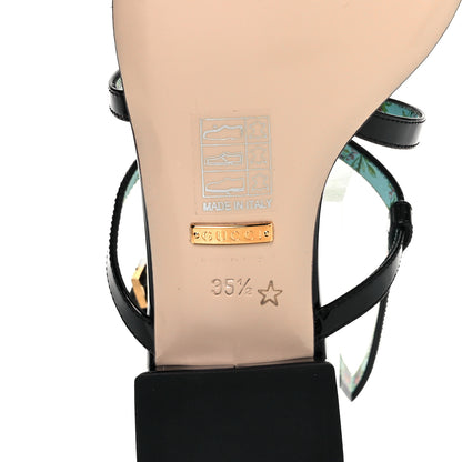 Gucci Patent Calfskin Bee Thong Sandals 35.5 Black 6 of 8