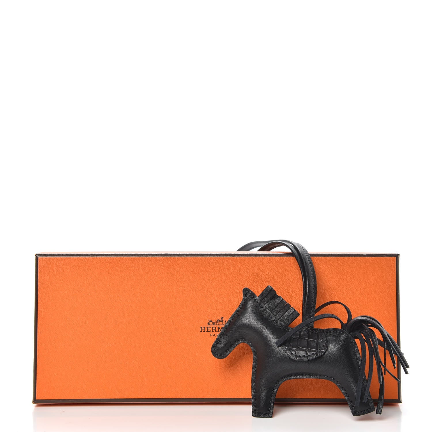 Hermes Milo Lambskin Matte Alligator Touch Grigri Rodeo Horse Bag Charm PM So Black 4 of 4