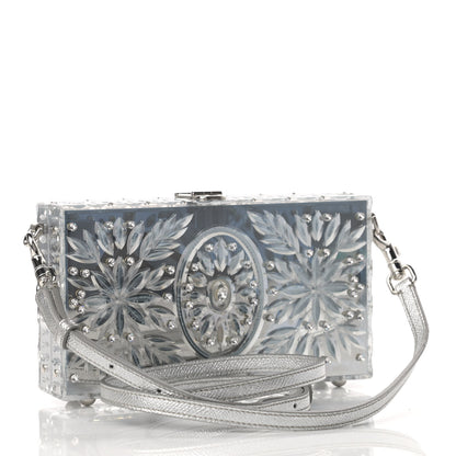 Dolce & Gabbana Crystal Embellished Plexiglass Dolce Box Clutch Silver 3 of 9