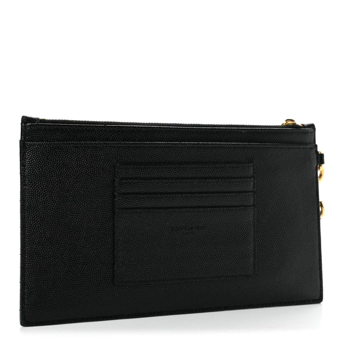 Saint Laurent Grain De Poudre Chevron Monogram Large Bill Pouch Black 3 of 11