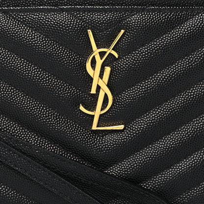 Saint Laurent Grain De Poudre Chevron Monogram Large Bill Pouch Black 8 of 11