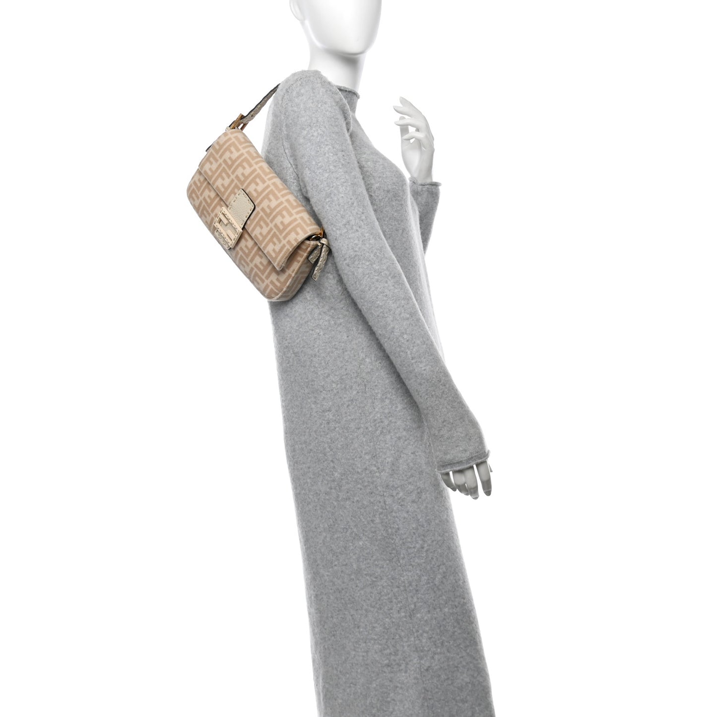 Wool Cuoio Romano Selleria FF 1974 Baguette 1997 Beige Cammello Camelia