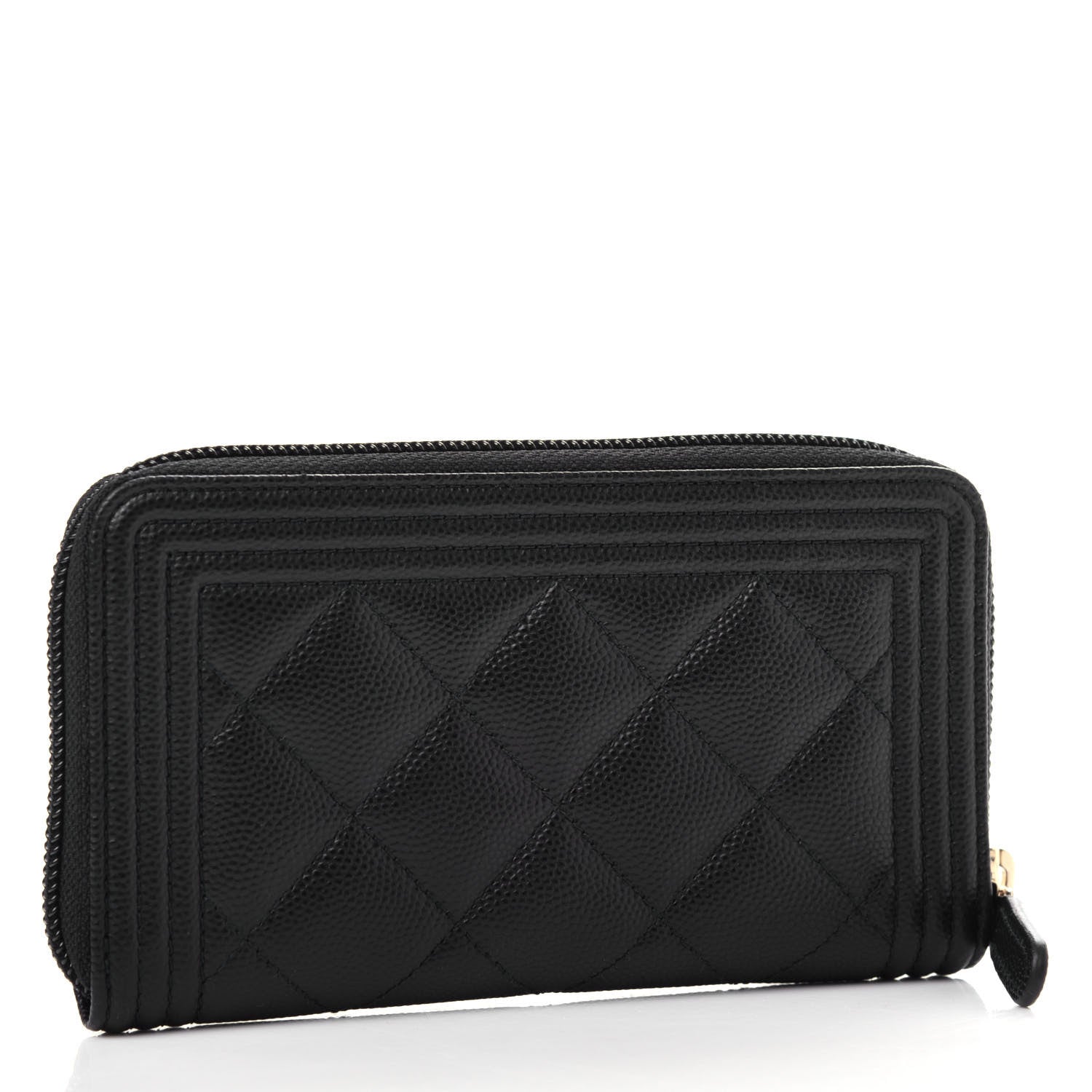 Chanel Caviar Quilted Small Boy Zip Around Wallet Black 3 of 8