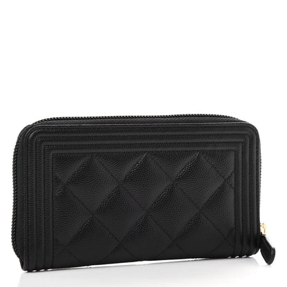 Chanel Caviar Quilted Small Boy Zip Around Wallet Black 3 of 8