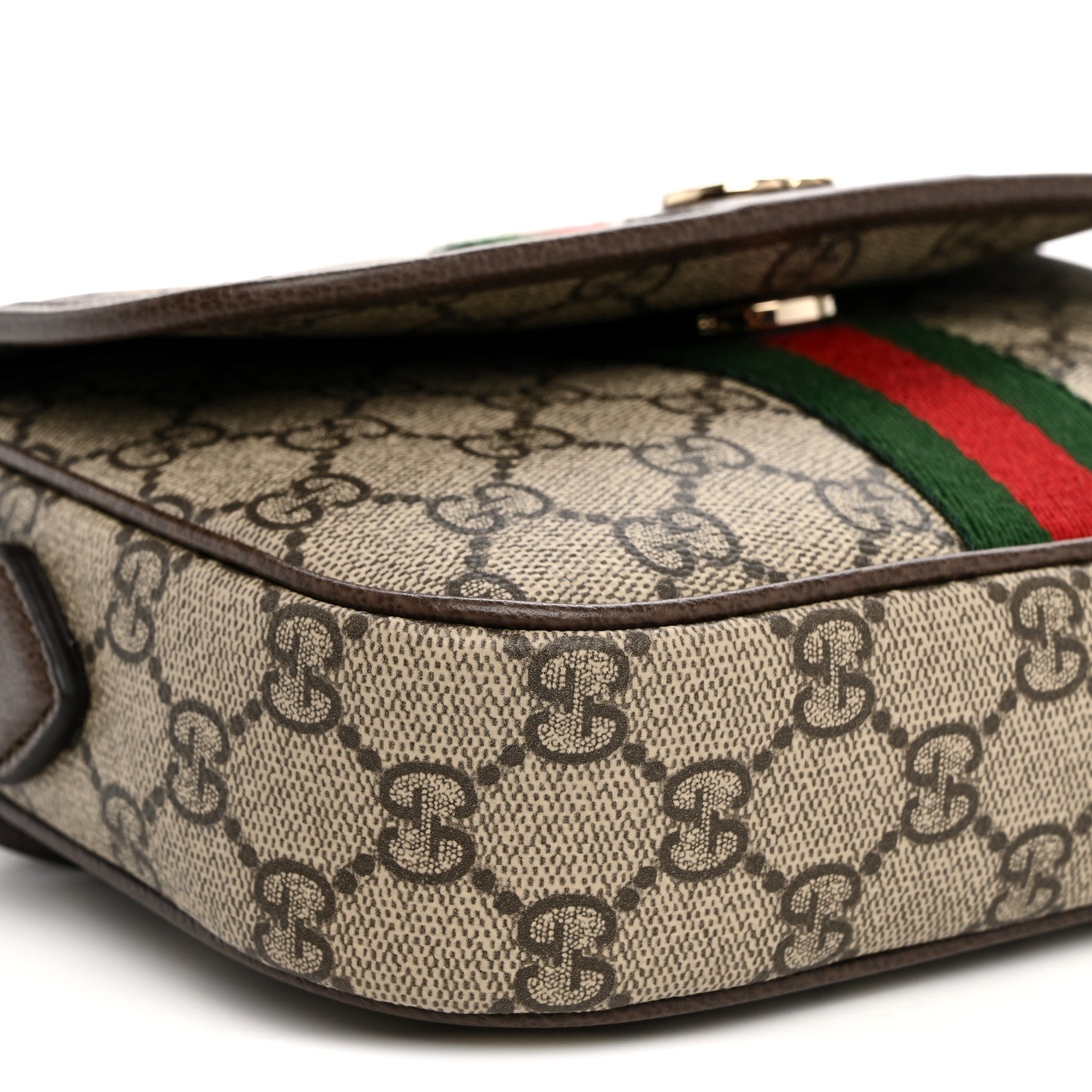 Gucci GG Supreme Monogram Textured Dollar Calfskin Small Ophidia Top Handle Shoulder Bag Beige Brown 9 of 10