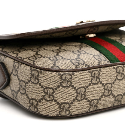 Gucci GG Supreme Monogram Textured Dollar Calfskin Small Ophidia Top Handle Shoulder Bag Beige Brown 9 of 10