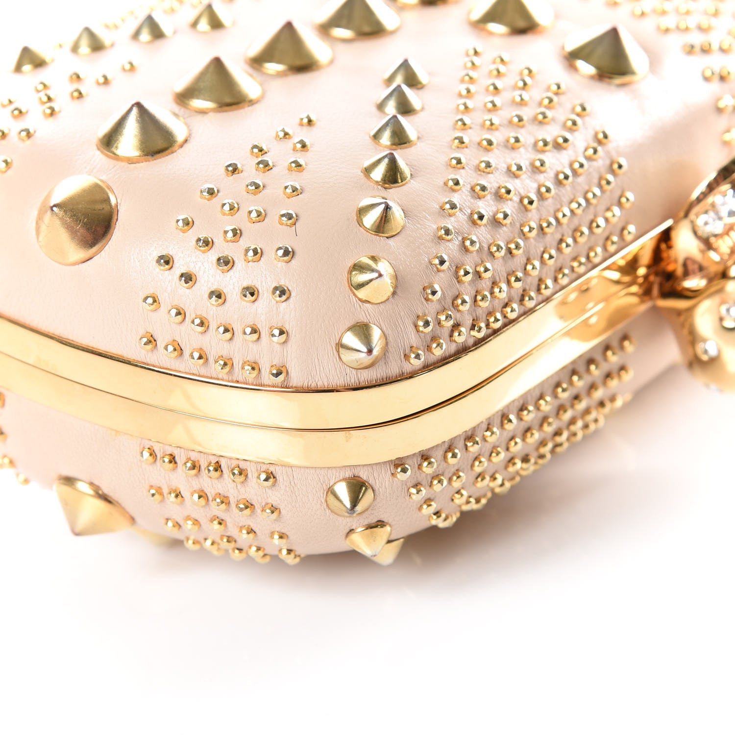 Alexander McQueen Calfskin Studded Britannia Skull Box Clutch Taupe 7 of 12