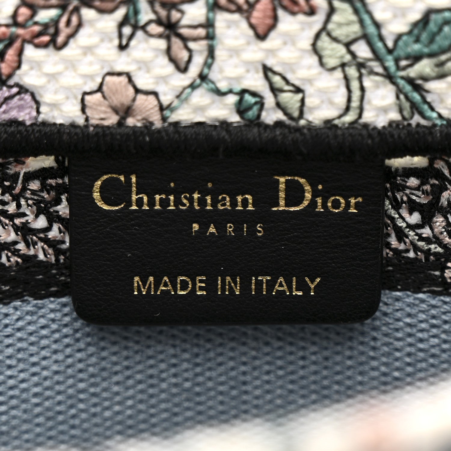 Christian Dior Canvas Embroidered Butterfly Mini Book Tote With Strap White Multicolor 6 of 15