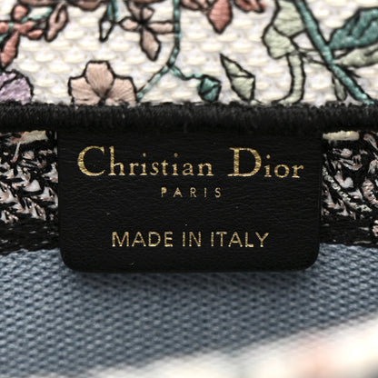 Christian Dior Canvas Embroidered Butterfly Mini Book Tote With Strap White Multicolor 6 of 15