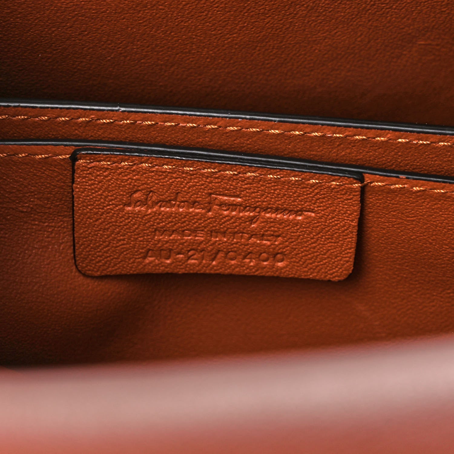 Salvatore Ferragamo Calfskin Trifolio Top Handle Bag Siena Tan 7 of 12