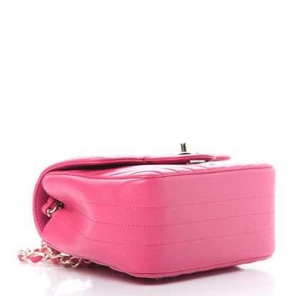 Chanel Lambskin Chevron Quilted Mini Square Flap Fuchsia 4 of 11