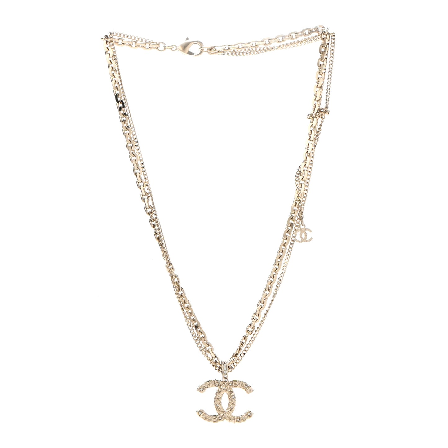 Crystal CC Multi Strand Chain Necklace Gold