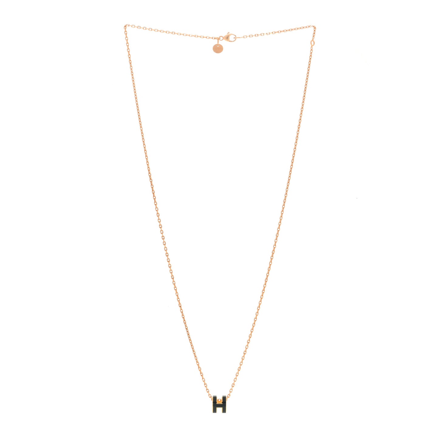 Lacquered Gold Mini Pop H Pendant Necklace Black