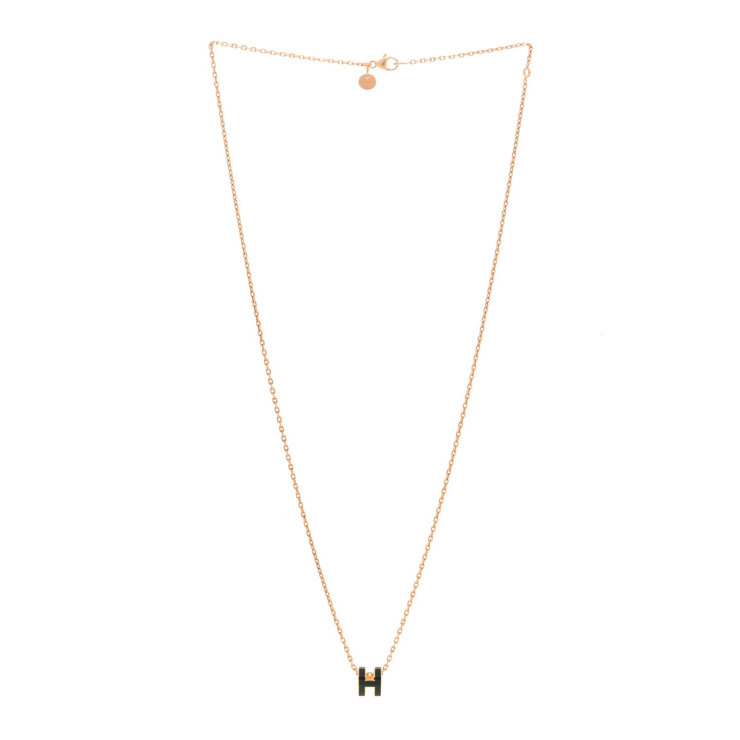 Hermes Lacquered Gold Mini Pop H Pendant Necklace Black 2 of 4
