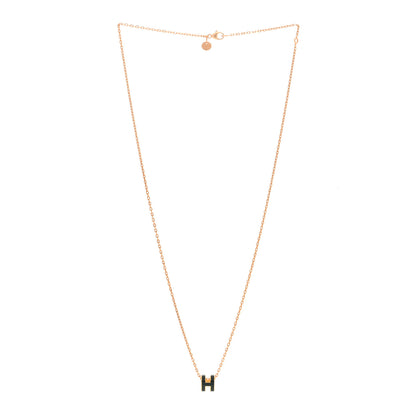 Hermes Lacquered Gold Mini Pop H Pendant Necklace Black 2 of 4
