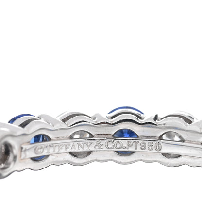 Tiffany Platinum Diamond Blue Sapphire Forever Full Circle Ring 54 6.75 4 of 4