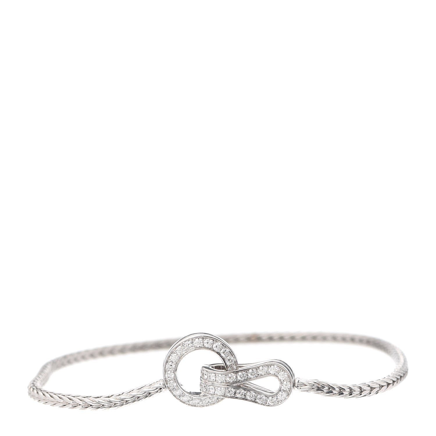 Cartier 18K White Gold Diamond Agrafe Bracelet 1 of 6