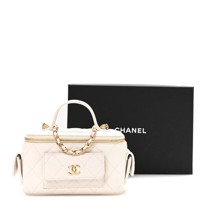 Chanel Caviar Quilted Polly Pocket East West Top Vanity With Chain White 11 of 11