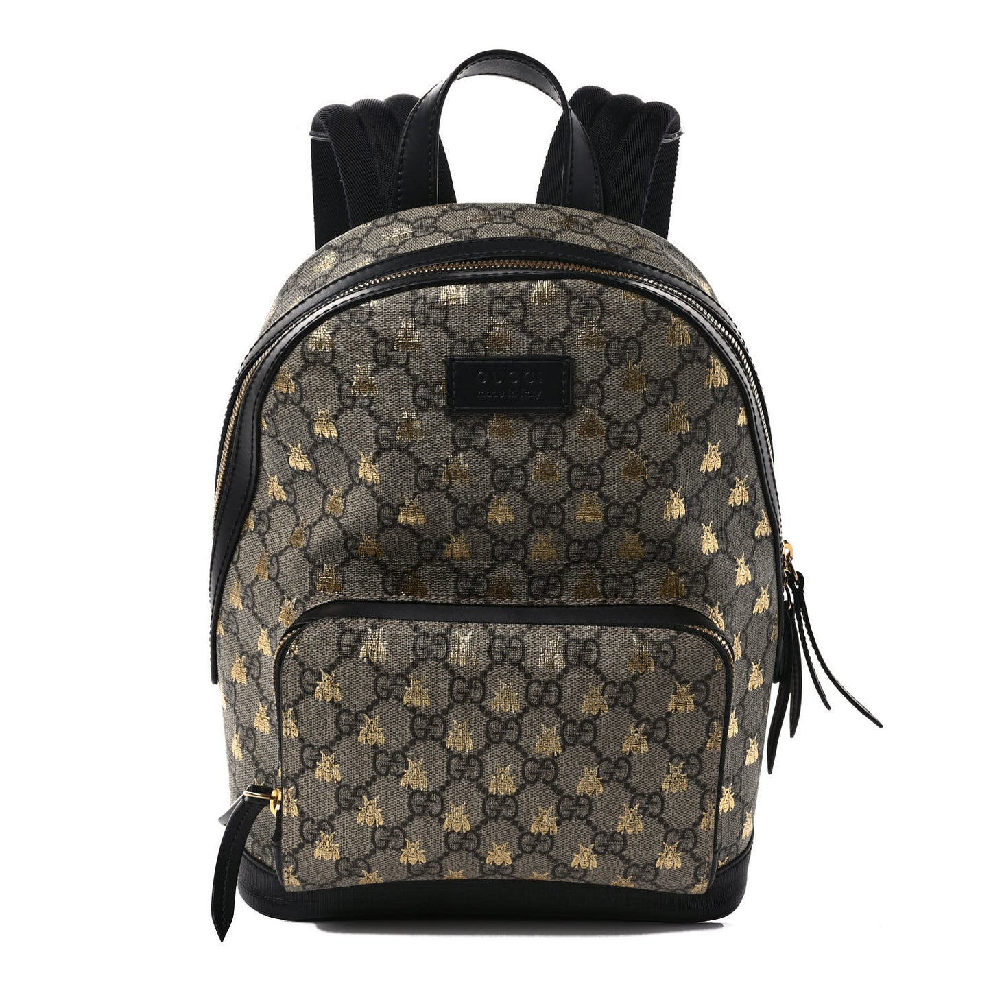 GG Supreme Monogram Bees Print Small Day Backpack Beige Oro Black